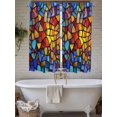 thumbnail image 7 of Living Room Curtains 72 Inches length, Blue Red Yellow Window Treatment Curtain Drapes, Modern Colored Rainbow Stained Glass Light Filtering Drapes for Bedroom Laundry Room, 52"x72", 2 Panels, 7 of 7