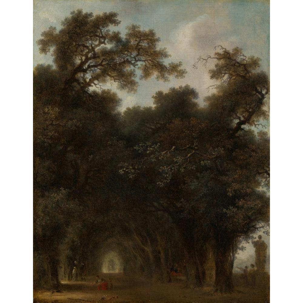Jean-Honoré Fragonard 20x24 Black Modern Framed Museum Art Print Titled - A Shaded Avenue (ca. 1775)