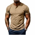thumbnail image 3 of PNTUTB Summer Men's T-Shirts Stylish Solid-Color Short-Sleeve Tops Casual Half-Buttoned Crew-Neck Breathable Quick-Dry Sports T-Shirts, 3 of 7