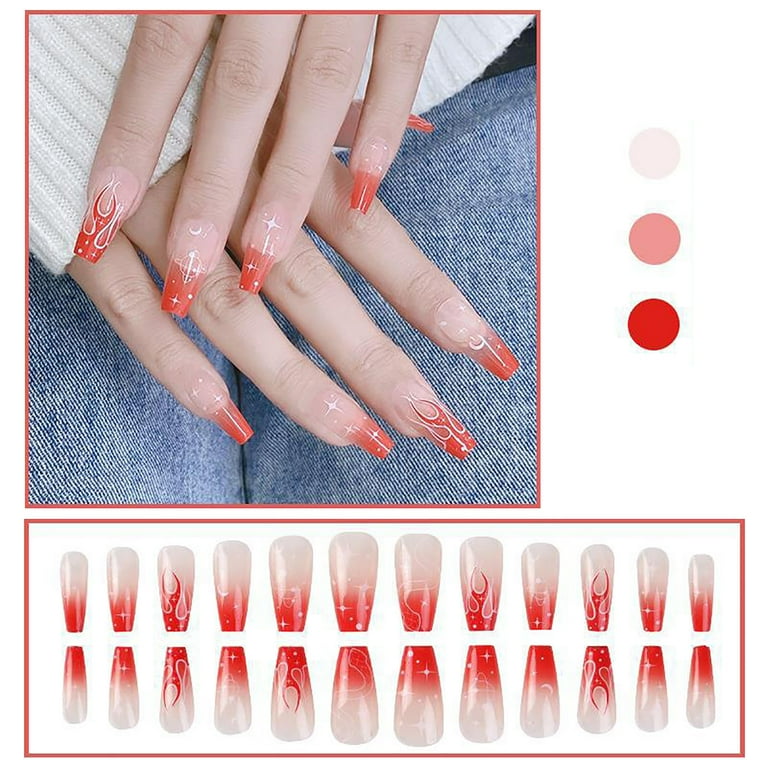 WOXINDA Full Cover Nails Coffin Short Small Acrylic Nails Press on