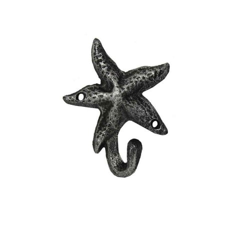 

[Pack Of 2] Antique Silver Cast Iron Starfish Hook 4