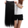 thumbnail image 2 of SAYFUT Trendy 26"Long Straight 3/4 Full Head Clip in Synthetic Hair Extensions One Piece 5 Clips 125g Dark Black, 2 of 7
