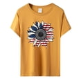 thumbnail image 3 of Levmjia Women's T-Shirt, American Flag Sunflower Print Round Neck Short Sleeve Patriotic Top, Vintage USA Summer Casual Loose Fit Graphic Tee for Ladies, 3 of 3