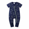 thumbnail image 2 of Lovskoo Baby Boys Girls Cotton Jumpsuit Short Sleeve Pajamas Infant Graphic Zipper Romper Summer Outfits Navy, 2 of 4