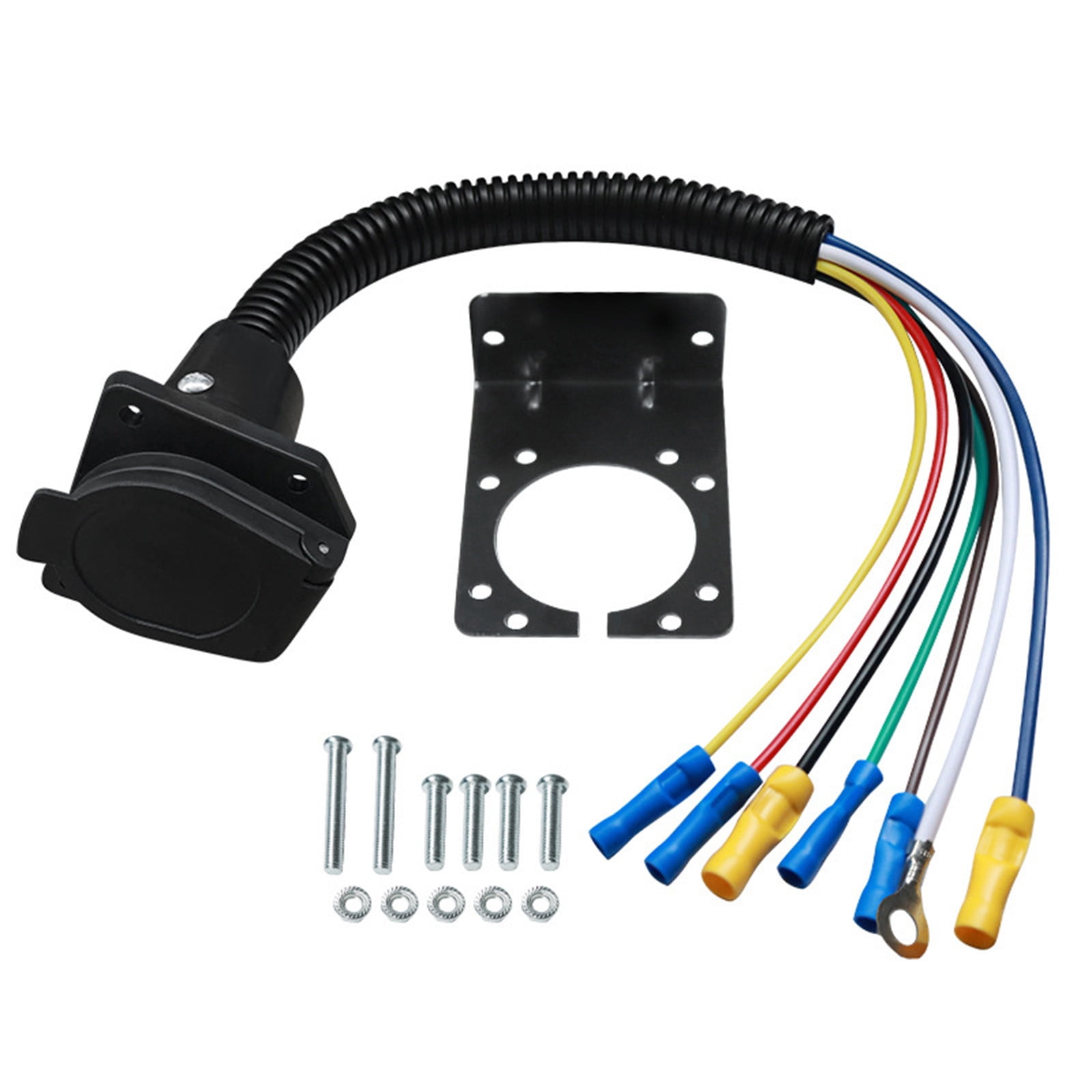 QIIBURR Trailer Plug 7 Way 7 Way Plug Trailer Inlines Cord 7 Pin