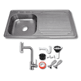 thumbnail image 1 of Fregadero Tarja para Cocina Acero Inoxidable Empotrar 100x50 Con Kit Pro - Escurridor Derecho, 1 of 1