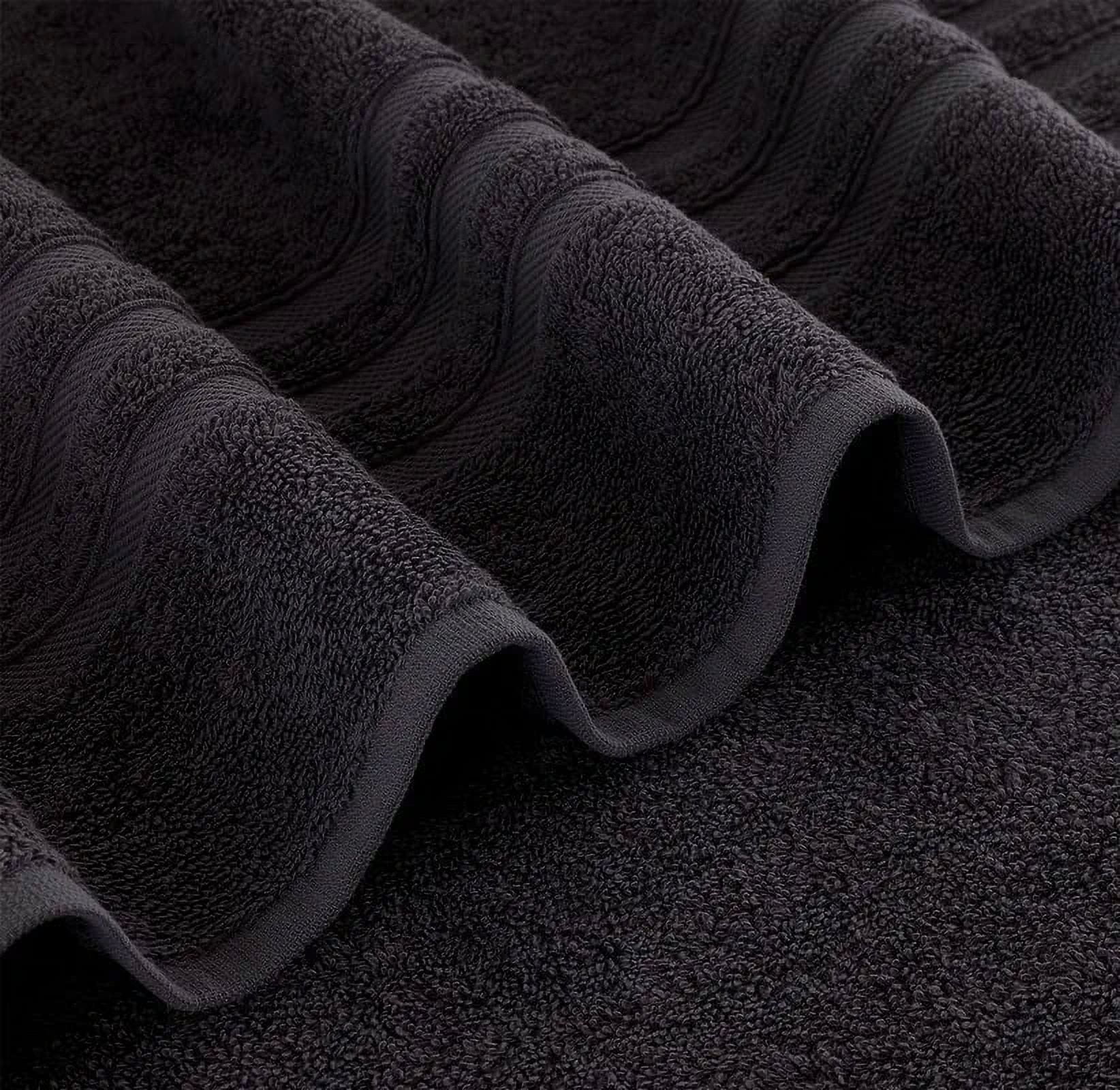 Hawmam Linen Bathroom Accessories Set - 6 Piece Black Bathroom Set: 2 Bath Towels, 2 Hand Towels, 2 Washcloths, 100% Turkish Cotton, Quickdry, High Absorbent, Dorm Room Essentials, Spa Quality 600 GSM