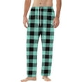 thumbnail image 6 of Havenx Men's Pajama Pants Cotton Plaid Flannel Pj Bottoms 2025 Big and Tall Sleep Pants Elastic Waist Wide Leg Lightweight Sleep & Lounge Pants,Cyan M, 6 of 6