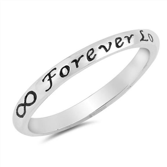 Infinity Forever Love Heart Script Ring Sterling Silver Promise Band 925 Jewelry Female Male Size 4