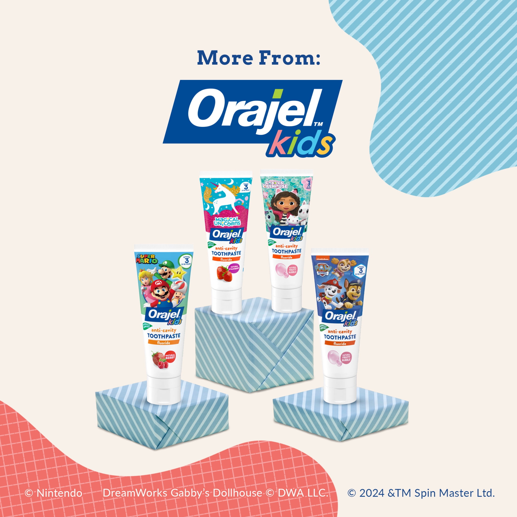 Orajel Kids Magical Unicorns Anti-Cavity Fluoride Toothpaste, Natural Very Berry Strawberry Flavor, 4.2oz Tube