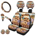 thumbnail image 2 of Uorisanigo Highland Cattle Tribe Car Front and Rear Cushion Covers Gear Lever Cover+Hand Brake Cover Water Coaster Steering Wheel Cover Pillowcase for Cars Universal Fit Women Men 11 PCS, 2 of 7