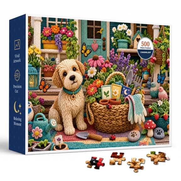 CNDRLEF Crochet Garden Puppy 500 Pieces Jigsaw Puzzle for Adults, 20.5 x 15 in