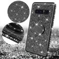 thumbnail image 3 of Samsung Galaxy S10 Plus/S10+ Case Cute Ring Stand Glitter Phone Case Cover, Bling Diamond Rhinestone Bumper Sparkly Kickstand Clear Girls Women for Galaxy S10+/S10 Plus - Black, 3 of 5