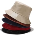 thumbnail image 6 of CoCopeaunts Leather Bucket Hat Casual Outdoor Cool Sunscreen Fisherman Hats Street Activities Hiking Fishing Folding Bucket Cap, 6 of 8