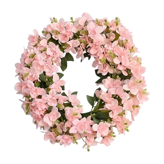 YardVibe Hydrangea Spring Wreaths for Front Door, 18'' Pink Hydrangea Artificial Door Wreaths for Home Mantle Wall Farmhouse Decor