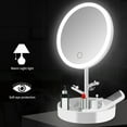 thumbnail image 4 of Miroir de Maquillage Forme Ronde avec Lampe Réglage 3 Vitesses Base de Rangement Rechargeable pour Bureau, 4 of 7