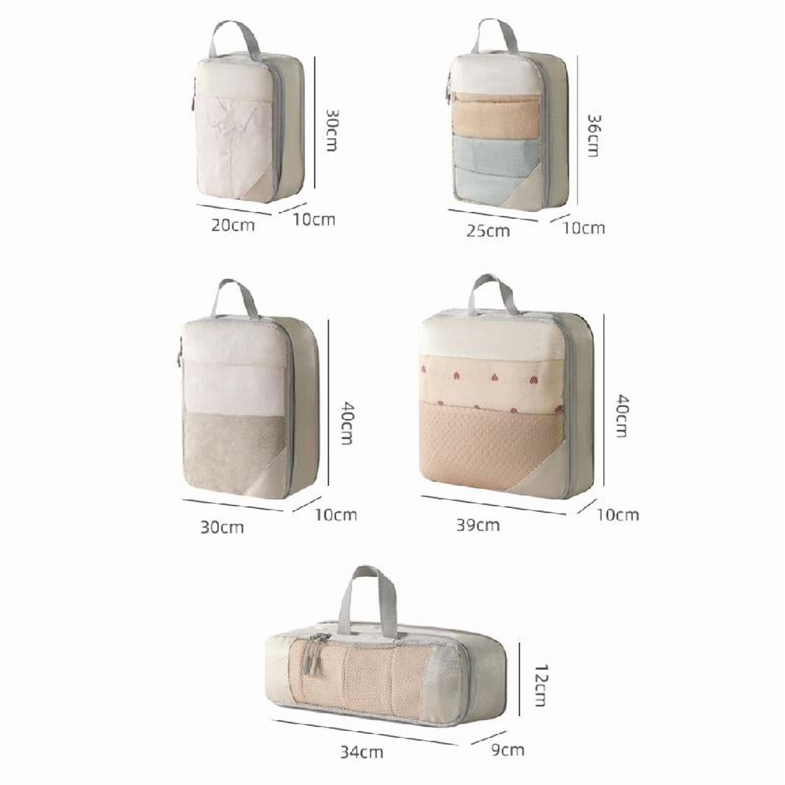 Yammee 5Pcs/set Travel Bag Compression Packing Cubes Lightweight Storage Bag Portable Luggage Suitcase Organizers Zipper Pouch