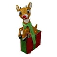 thumbnail image 2 of Northlight Lighted Rudolph the Red Nosed Reindeer Outdoor Christmas Gift Box - 24" - Clear Lights, 2 of 4
