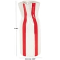 thumbnail image 3 of DecMode 12" Round Red Ceramic Vase with White Vertical Stripes, 3 of 9