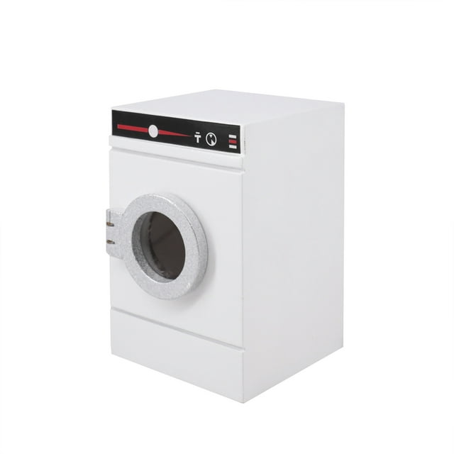 Mini lavadora para casa de muñecas, modelo de lavadora de madera para casa de muñecas 1:12, accesorios para muebles de casa de muñecas DIY para muñecas (blanco) TUNC Sencillez
