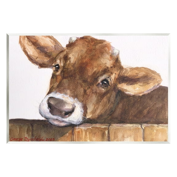Stupell Industries Cattle Calf Gazing Animals & Insects Painting Unframed Art Print Wall Art, 15 x 10