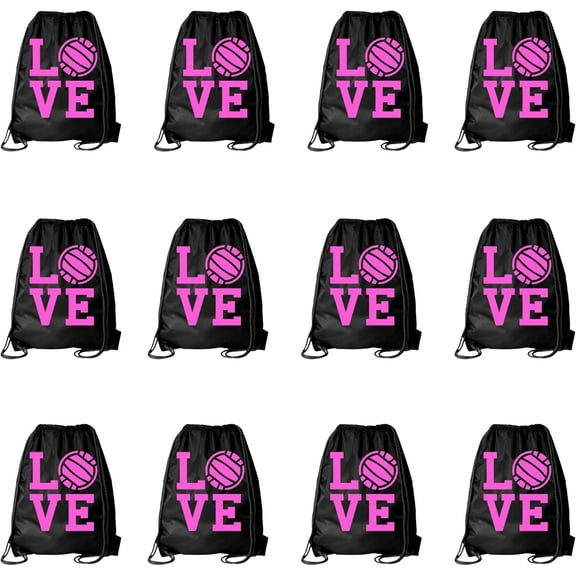 Kenz Laurenz Volleyball Drawstring Bag - Cinch Sack String Backpack Back Sports Pack Tote