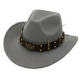 thumbnail image 2 of Celivon Western Cowboy Hat Jazz Bowler Hat With Decoration Ethnic Style Hat, 2 of 3