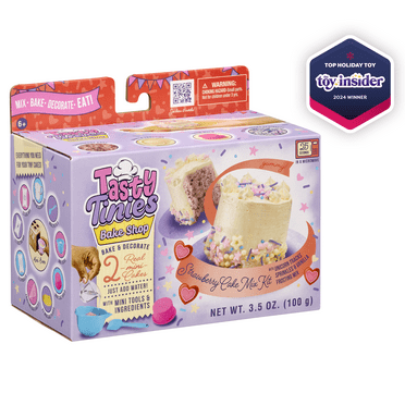 Tasty Tinies Bake Shop- Mini Baking Set w/ Strawberry Cake Mix, Vanilla Frosting, Unicorn Sprinkles