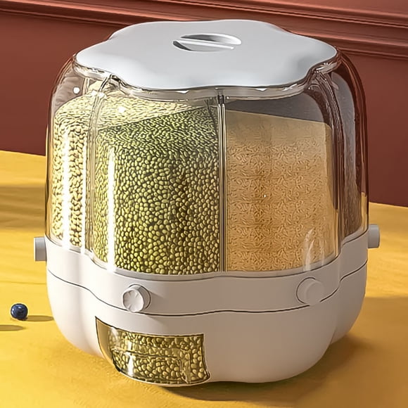 Cubo Giratorio de Arroz para Granos, Caja de Almacenamiento separada de 6,5 kg para Tanque de Almacenamiento de Frijoles Transparente de Grado Alimiotio Con Rotación de 360