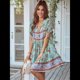 thumbnail image 4 of Vestido Informal de Verano para Mujer, Estilo Bohemio, con Escote en V, Corta, Estampado Floral, Estilo Babydoll, para Playa y Vacaciones. Verde XL, 4 of 10