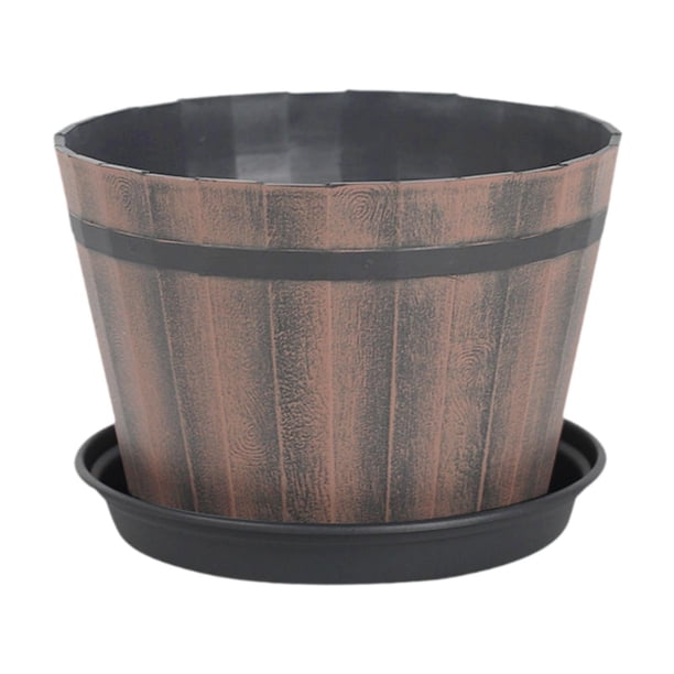 Maceta de barril, maceta decorativa, cubo multifuncional, maceta de jardín de barril 10 pulgadas