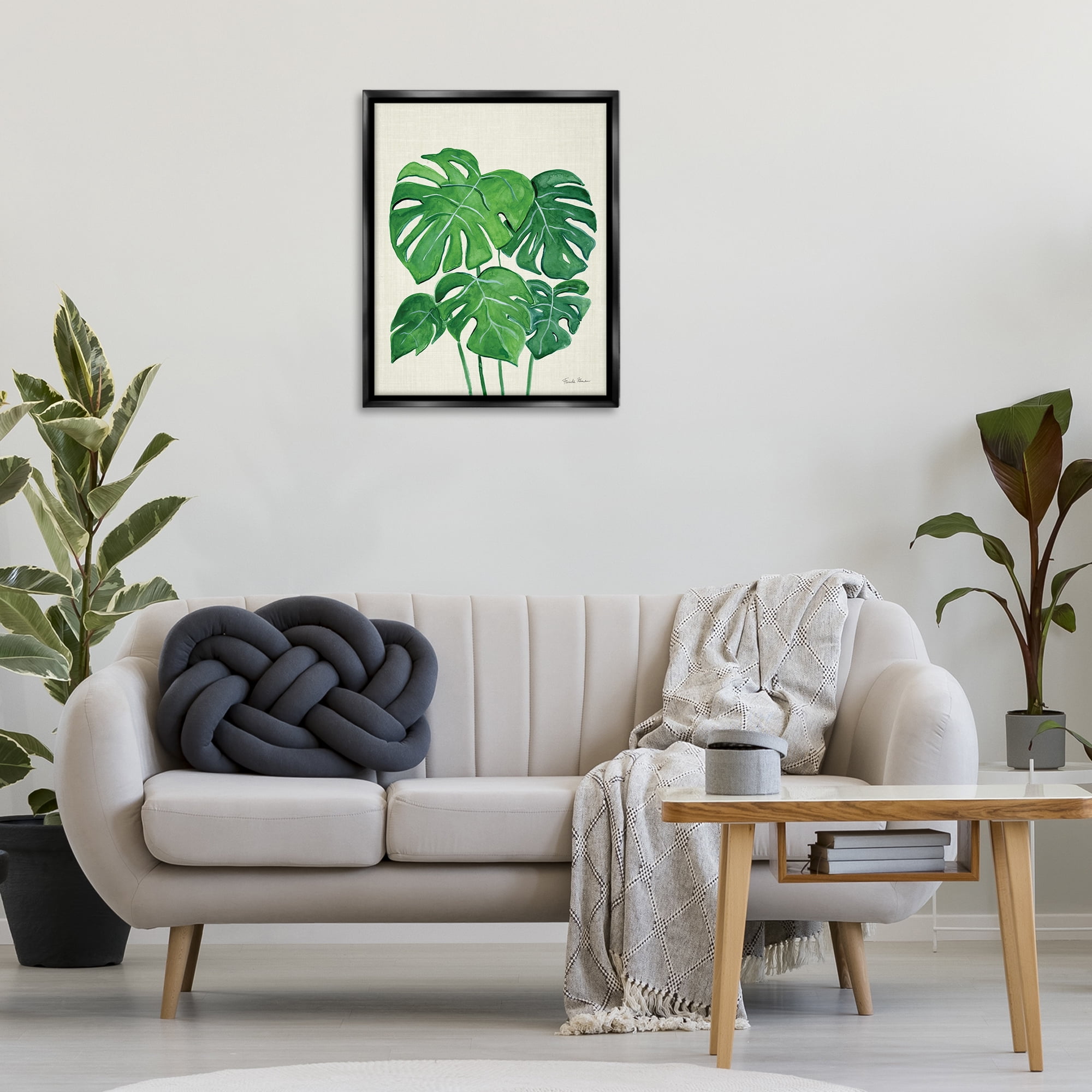 Stupell Industries Green Monstera Bundle Botanical & Floral Painting Black Floater Framed Art Print Wall Art, 25 x 31