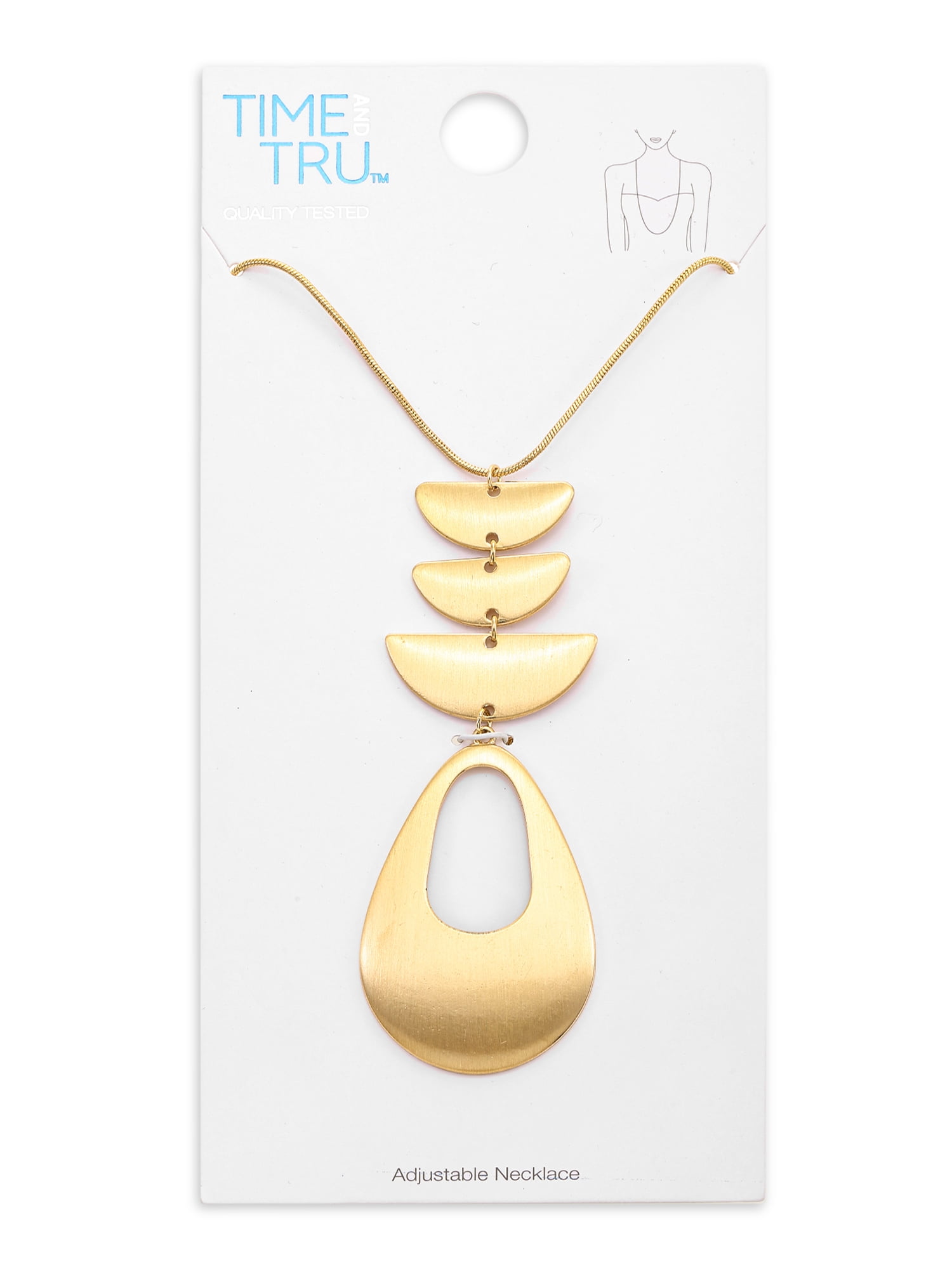Time and Tru Womens 34" Long Adjustable Gold Pendant Necklace