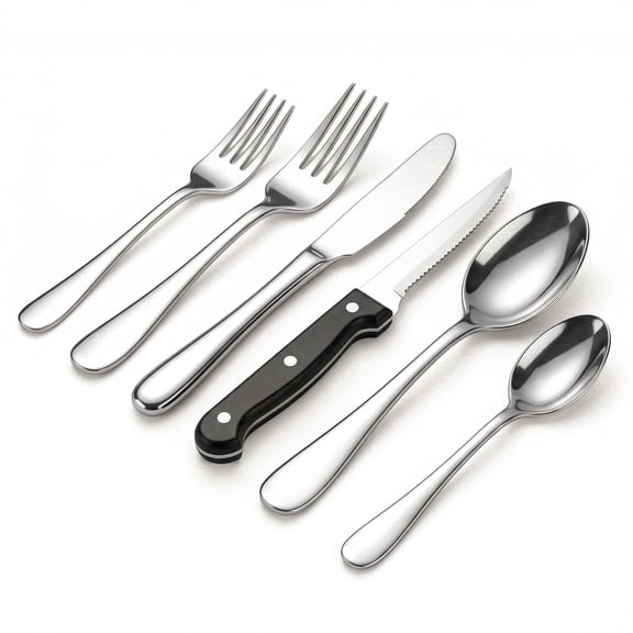 48 Piece Silverware Set with Steak Knives, Stainless Steel Flatware Set for 8, Mirror Polished Cutlery