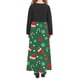 thumbnail image 5 of Vestido de manga larga con cuello redondo para niña, estampado navideño, manga larga, cuello redondo, bolsillos, falda larga informal para adultos, vestido de poliéster para niña., 5 of 5