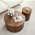 thumbnail image 4 of Wirrytor Round Coffee Table Sets 2 Pieces, Wood Fluted Coffee Table with Storage, for Living Room Bedroom, Apartment(Walnut), 4 of 9