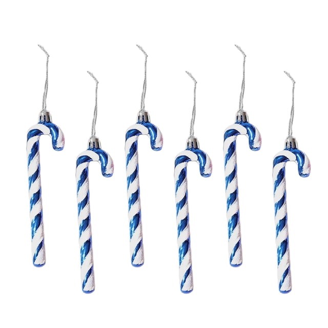 6 uds árbol de Navidad bastón de muleta decoración regalo ornamento colgante para Navidad Azul Yuyangstore bastón de caramelo