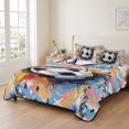 thumbnail image 2 of Twin Quilt Set 68''x86'', Sports Football, Minimalist Painted Art Lightweight Summer Bedspread Coverlet Set with 2 Pillow Shams, Breathable All Season Quilt Bedding for Dorm/Bedroom, 2 of 9