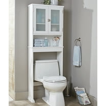 Better Homes & Gardens Over-the-Toilet Storage Cabinet with Glass Doors, White