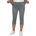 thumbnail image 4 of Miluxas Capris Jeans for Women High Waisted Trendy Pull On Elastic Waist Split Hem Skinny Stretchy Denim Capri Pants Gray, 4 of 9