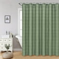 thumbnail image 3 of FRAMICS Waffle Weave Shower Curtain Sets with Rug, 14-Piece Striped Bathroom Sets with Hooks, Hotel Grade Heavy-Duty Waterproof Fabric, Sage Green, 71.3" x 71.3", 3 of 9