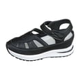 thumbnail image 3 of EliteGoogv Womens Closed Toe Sandals Wedge Heel Hollow Out Sandals For Women Adjustable Strap Slip On Outdoor Walking Shoes Summer Beach Shoes Black US :6.5, 3 of 9