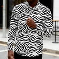 thumbnail image 2 of BUWTTER Men's Shirts Button Down Casual Long Sleeve with Animal Print Stripe Pattern Fall Comfortable White Shirt L, 2 of 4