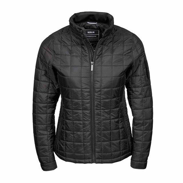 Tee Jays - Chaqueta acolchada con diseño a cuadros modelo Berlin para mujer (Negro) Tee Jays UTBC3841_black