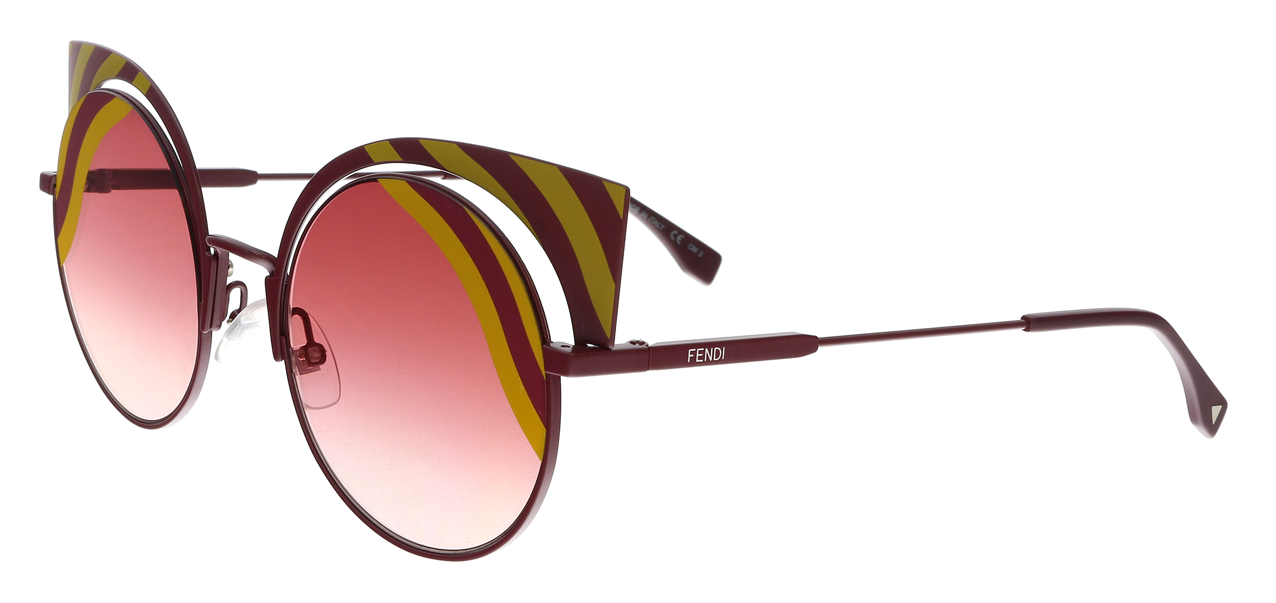 ? - New Authentic Fendi FF 0215/s 00l9- X4 Burgundy Cat Eye Sunglasses NEW FENDI SUNGLASSES FF 0215/S 0L9-X4 BURGUNDY YELLOW  main image 3