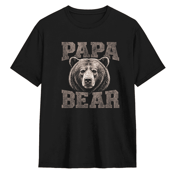 Papa Bear Vintage Graphic Tee for Men, Dad Family Gift Cotton Short Sleeves T-Shirt