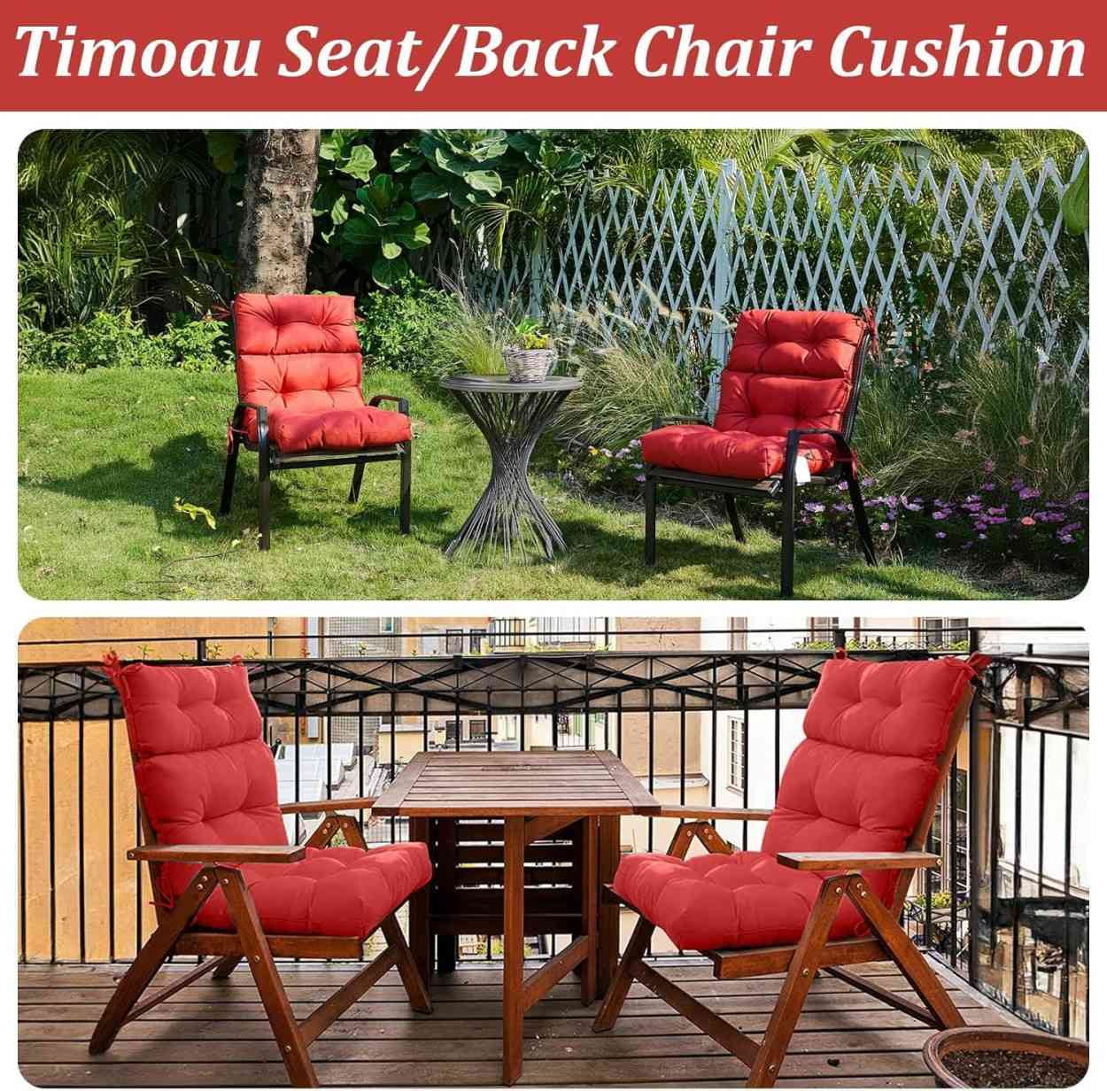 Outdoor Patio Chair Cushion, High Back Chair Cushion with String Ties, Spring/Summer Seasonal All Weather Replacement Rocking Chair Cushion, Adirondack Chair Cushion