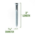 thumbnail image 4 of Hillman Lag Screws, 5/16" x 3", Steel, Zinc, Interior Screws, Hex Drive, Silver, 3 pack, 4 of 8