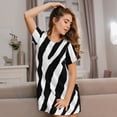 thumbnail image 3 of Fuzoiu Zebra Print Women Nightgowns, Soft Comfy Lightweight Short Sleeves Sleepwear,Crew Neck Loungewear, 3 of 6