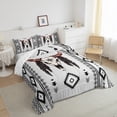 thumbnail image 3 of jejeloiu Ancient Aztec Print Queen Comforter Set,Vintage Geometric Thombus Bedding Sets,Farmhouse Bull Skull Bedding Comforter Set For Adults,Ultra Soft Home Decor Reversible,3pcs, 3 of 8